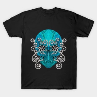 Skull head art vintage diamond with turquoise. T-Shirt